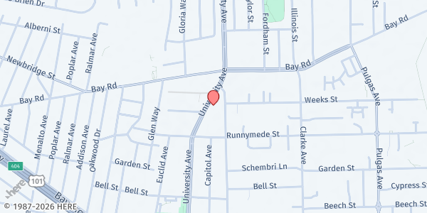 Map showing MidPen - Serenity Apartments at 2358 University Avenue, East Palo Alto, CA