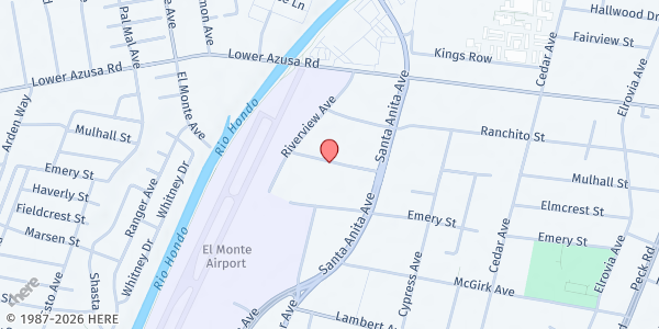 Map showing El Monte/South Emergency Resources at 10900 Mulhall Street, El Monte, CA