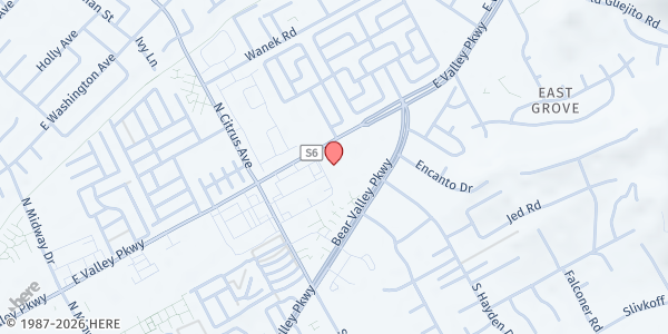 Map showing New Hope Community Church at 2525 E Valley Parkway, Escondido, CA