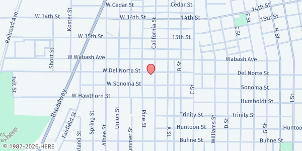 Map showing Eureka (Humboldt Senior Resource Center) at 1910 California St, Eureka, CA