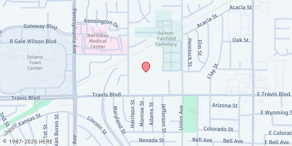 Map showing Fairfield-Suisun Adult School at 900 Travis Blvd, Fairfield, CA