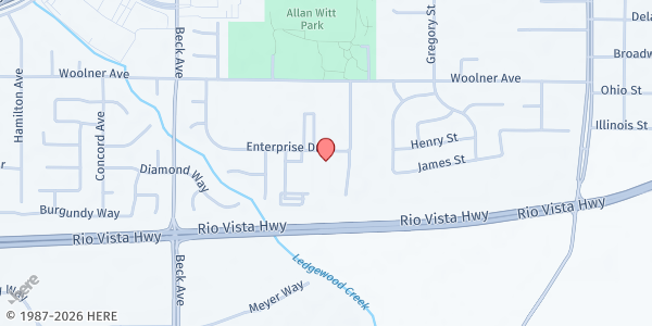 Map showing Mount Calvary Baptist Church at 1735 Enterprise Dr, Fairfield, CA