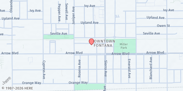 Map showing Water Of Life Community Church at 16815 Spring Street, Fontana, CA