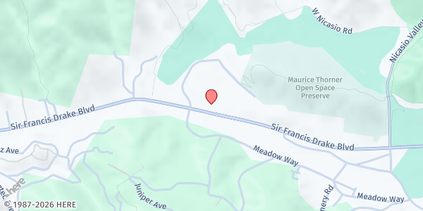 Map showing San Geronimo Valley Community at 6350 Sir Francis Drake Blvd., Forest Knolls, CA