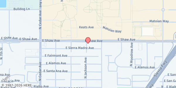 Map showing Bulldog Pantry/ LCM at 2311 E. Shaw Ave., Fresno, CA