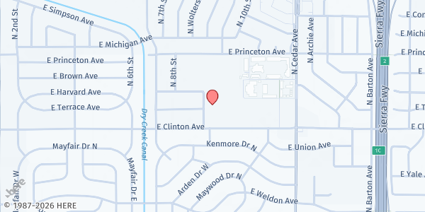 Map showing Central Valley SDA Church - USDA at 3901 E. Clinton, Fresno, CA