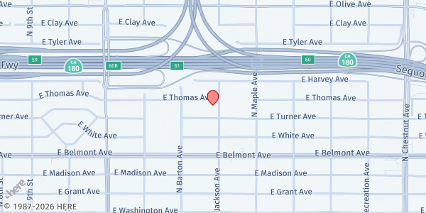 Map showing Centro Familiar de Adoracion - USDA at 4546 E. Thomas, Fresno, CA