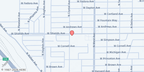 Map showing Fresno Christian Reformed at 1639 West Shields Ave., Fresno, CA