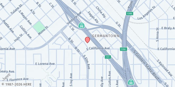 Map showing Fresno EOC @ LCC at 1805 E. California Ave., Fresno, CA
