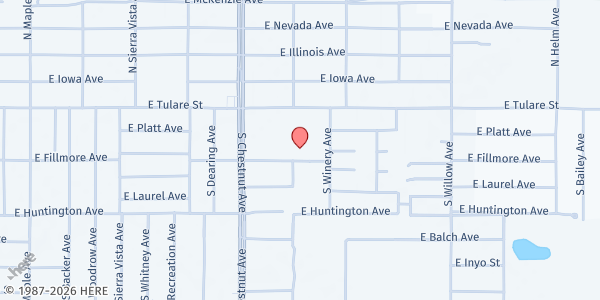 Map showing Fresno Sequoia Spanish SDA - USDA at 4867 E. Fillmore Ave., Fresno, CA