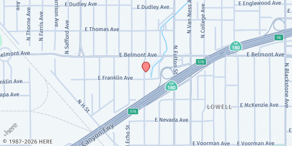 Map showing Grace Bound Inc. at 420 N Broadway St, Fresno, CA