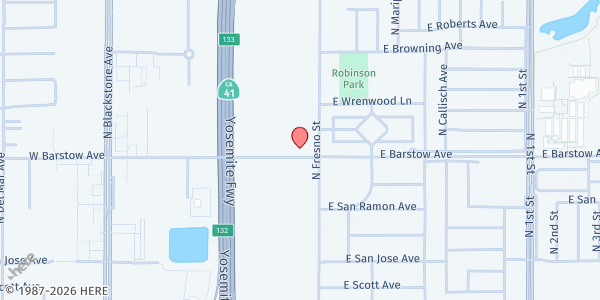 Map showing Hope Lutheran Church at 364 E. Barstow Ave., Fresno, CA