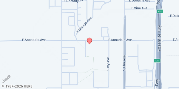 Map showing West Fresno Health Care Coalition - Mary Ella Brown Community Center at 1350 E. Annadale, Fresno, CA