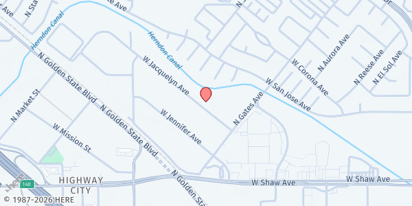 Map showing Yamhill Community Action Partnership - Location 9 at Yamhill Community Action Partnership - Location 1, Fresno, CA