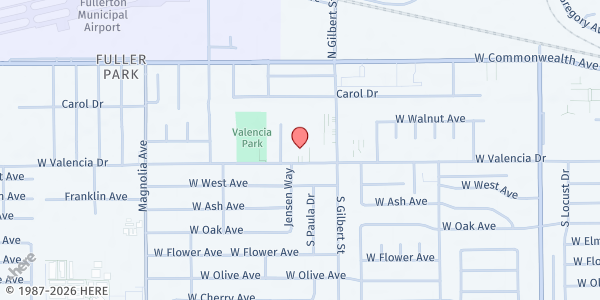 Map showing 7th Day Adventist Church Fullerton at 2355 West Valencia Drive, Fullerton, CA