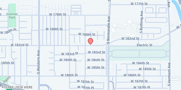 Map showing Restoration Church - Gardena at 1473 W. 182nd Street, Gardena, CA