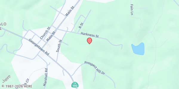Map showing PantryToGo at St. James Mission Church at 2831 Harkness Road, Georgetown, CA