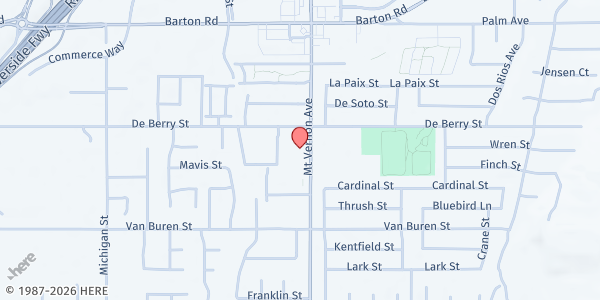 Map showing Church of Fire in Christ at 12354 Mt Vernon Ave, Grand Terrace, CA