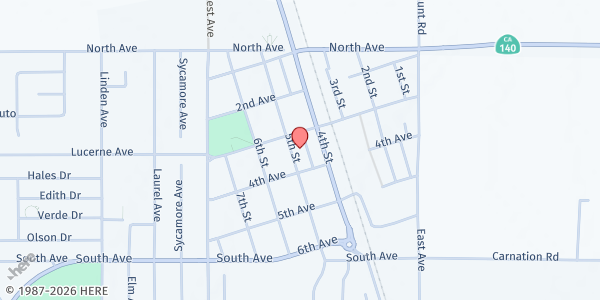 Map showing MMCFB Gustine Distribution at 352 Fifth St, Gustine, CA