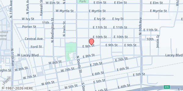Map showing Hanford House of Hope at 206 E. Ninth St., Hanford, CA