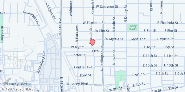 Map showing Salvation Army Hanford at 380 Ivy Street, Hanford, CA