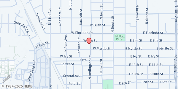 Map showing Seventh Day Adventist - Hanford at 818 N. Redington St., Hanford, CA