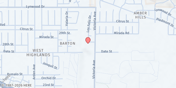 Map showing City Mission Ministries at 26200 Date St E, Highland, CA