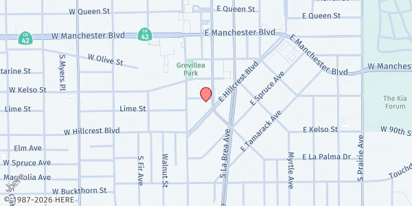 Map showing Breath of Life S.D.A. Church Food Pantry at 425 S La Brea Ave, Inglewood, CA