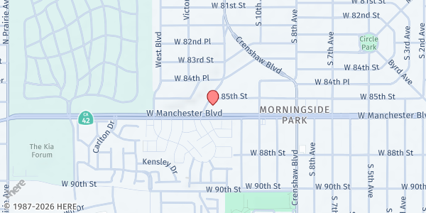 Map showing Home At Last Community Development Corporation - Inglewood at 3425 W. Manchester Blvd., Inglewood, CA