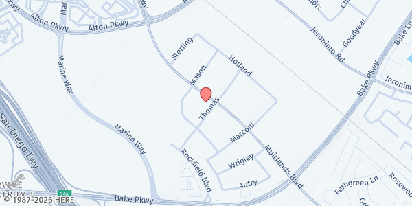 Map showing Families Forward Food Pantry at 8 Thomas, Irvine, CA
