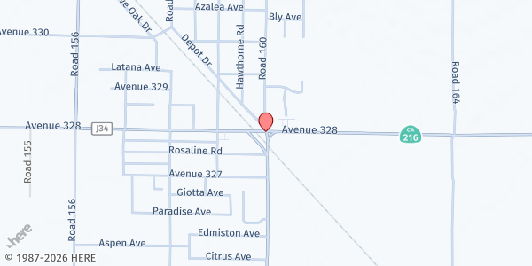 Map showing Ivanhoe Walnut Grove Assembly of God (VEAC) at 3256 Road 160, Ivanhoe, CA