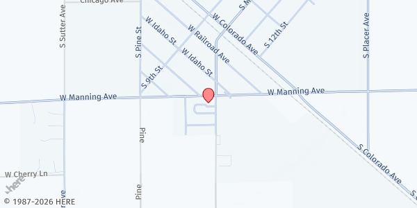 Map showing San Joaquin Vet. Memorial Hall - Neighborhood Market & Mobile Pantry at 22001 W. Manning Ave., Joaquin, CA