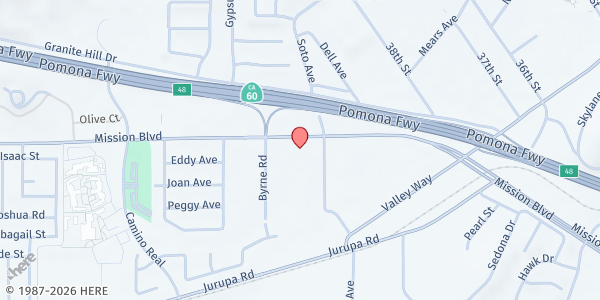 Map showing Reformed Baptist Church at 7250 Mission Blvd, Jurupa Valley, CA