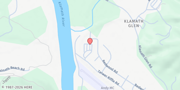 Map showing Terwer RV Park (The Glen) at 641 Terwer Riffle Rd, Klamath, CA