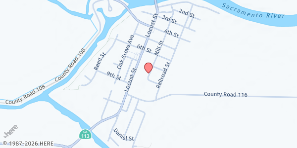 Map showing Empower Yolo - Mill St Distribution at 9586 Mill St, Knights Landing, CA