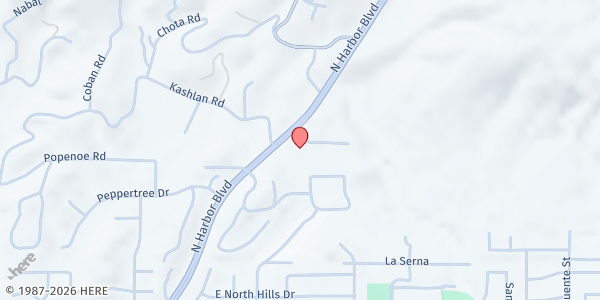 Map showing La Habra Christian Church - Gym at 1400 Bella Vista Drive, La Habra Heights, CA
