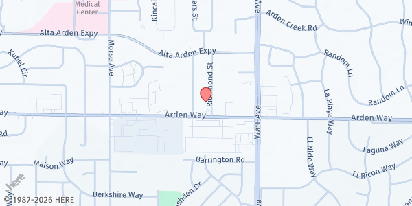 Map showing Bread of Life Food Pantry, Arden Nazarene at 3337 Arden Way, La Riviera, CA