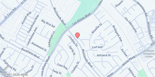 Map showing Saddleback Church at Los Alisos Intermediate School at 2020 Los Lobos Way, Lake Forest, CA