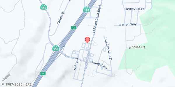 Map showing Rotary Club of Kern River Valley - Lake Isabella at 6405 Lake Isabella, Lake Isabella, CA