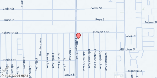 Map showing The Journey at Mayfair Community Church at 6150 Bellflower Boulevard, Lakewood, CA