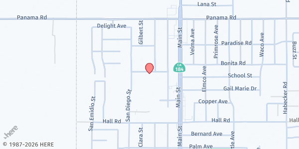 Map showing Lamont/Weedpatch Family Resource Center at 7839 Burgundy Avenue, Lamont, CA