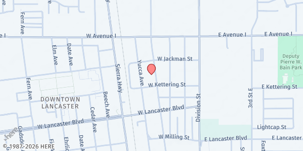 Map showing El Lirios Pantry - Iglesia Pentecostes El Lirio de Los Valles at 45029 North Trevor Avenue, Lancaster, CA