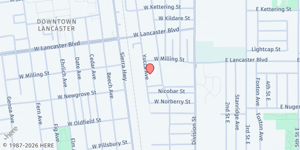Map showing Spirit & Truth M.B.C at 44722 Yucca Avenue, Lancaster, CA