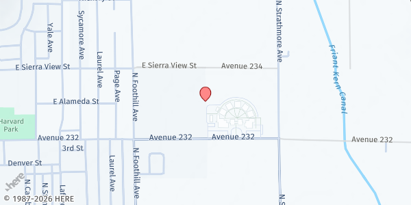 Map showing FoodLink-USDA-Lindsay at 1701 E. Tulare Rd., Lindsay, CA