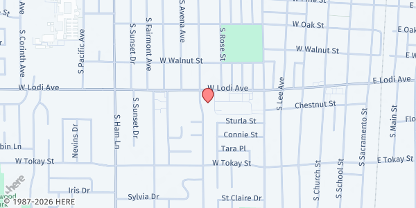 Map showing Delta Health Care WIC Lodi at 318 S Crescent Ave, Lodi, CA