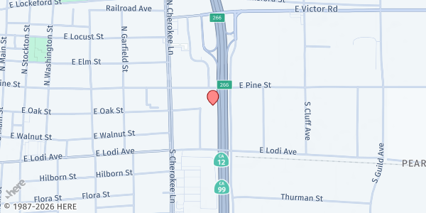 Map showing Lodi Work Net - Oak Street Location at 631 E. Oak St., Lodi, CA