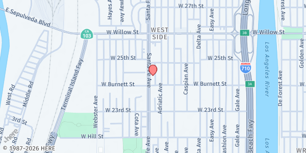 Map showing New Generations Food Pantry at 2426 Santa Fe Avenue, Long Beach, CA