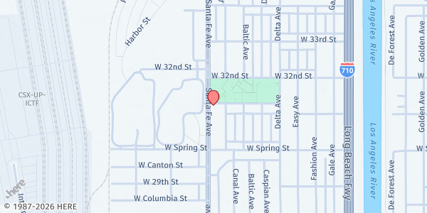 Map showing Noel Community Organization - Lily of the Valley at 3070 Santa Fe Av, Long Beach, CA