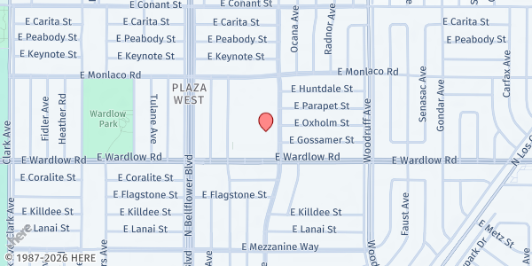 Map showing The Neighborhood Church (The Anointed Place) at 3435 San Anseline Avenue, Long Beach, CA