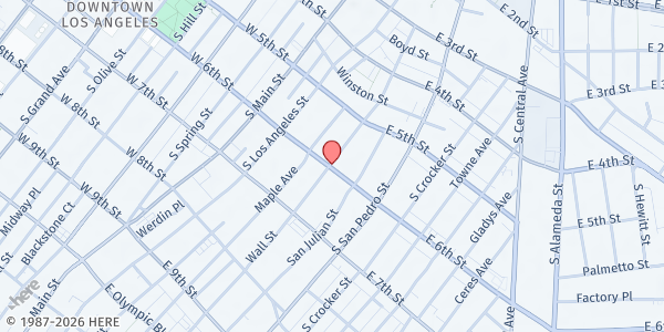 Map showing Anne Douglas Center Of The Los Angeles Mission at 310 Winston St, Los Angeles, CA